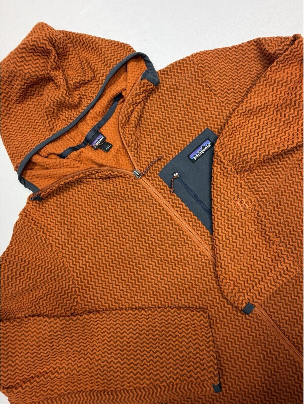 Patagonia Hoody Men's R1 Air Full Zip Hoody Fleece Large Orange 40255 Outdoors